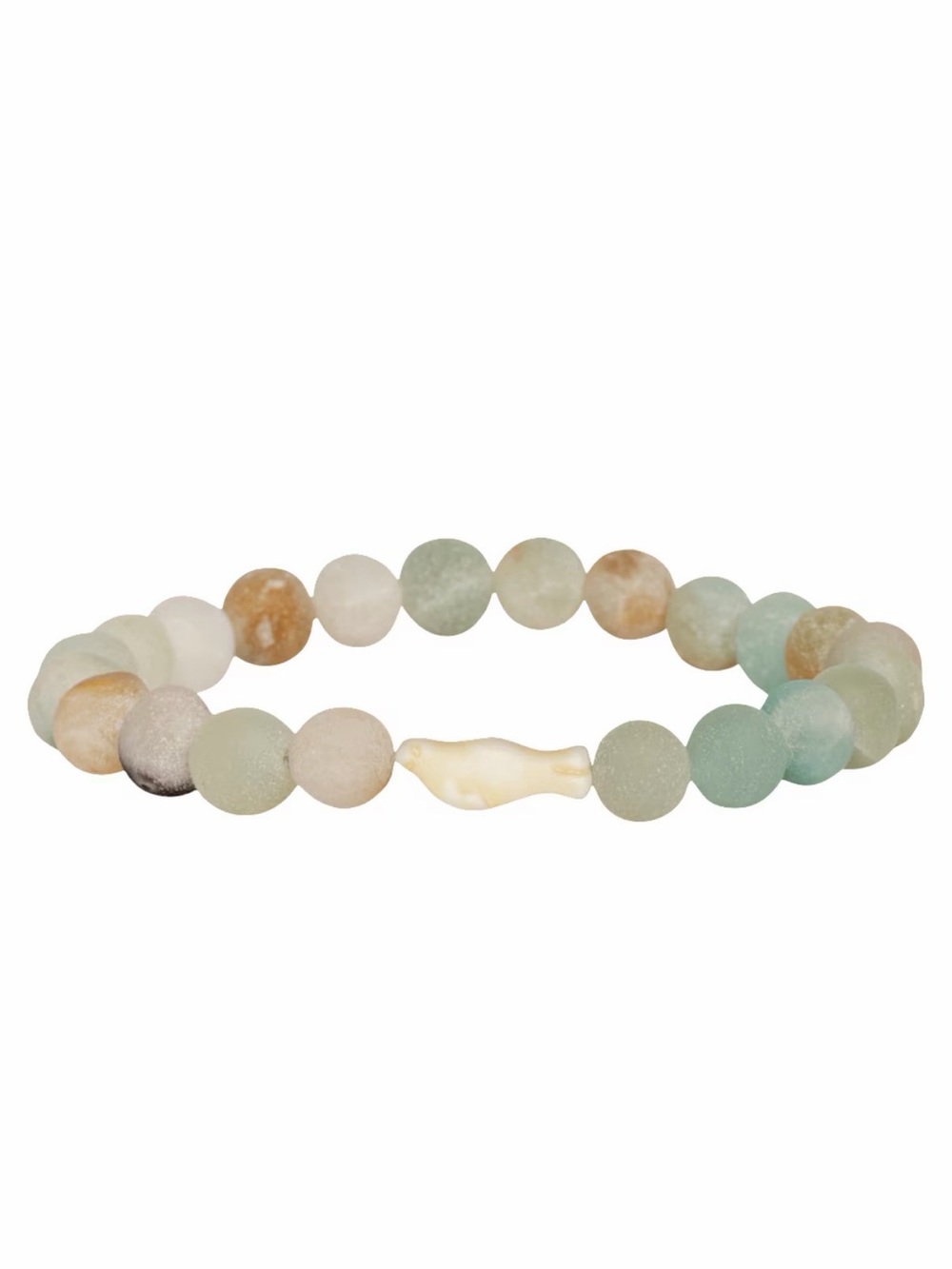🦭🦭 Matte Amazonite Beaded Stretch Bracelet with hand carved stone seal
